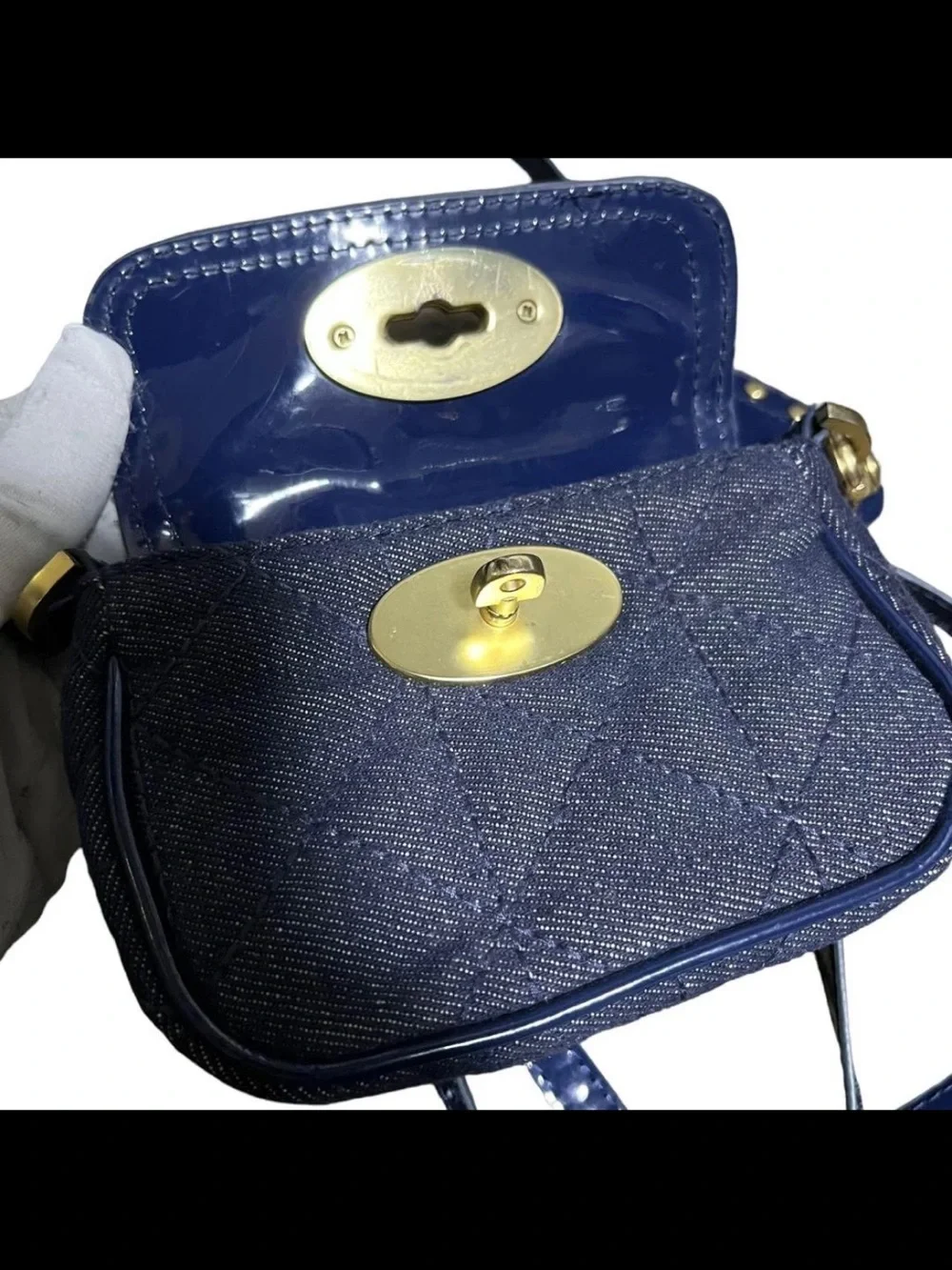 Mulberry Navy Quilted Denim and Leather Crossbody Bag